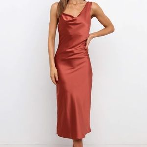 Satin Dress (Lyam Dress- Rust)